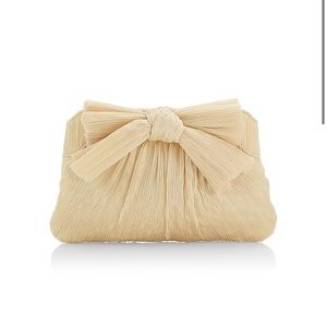 Loeffler Randall Pleated Bow Clutch in Light Beige